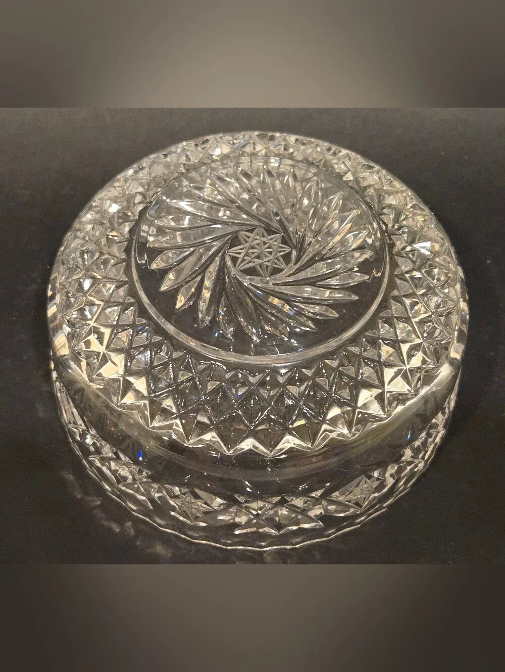Clear Cut Crystal Glass Candy Dish-serving Bowl Clear